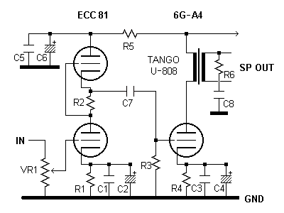 6G-A4 Single No-NFB Amplifier アンプ部 回路図