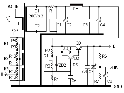 6G-A4 Single No-NFB Amplifier 電源部 回路図